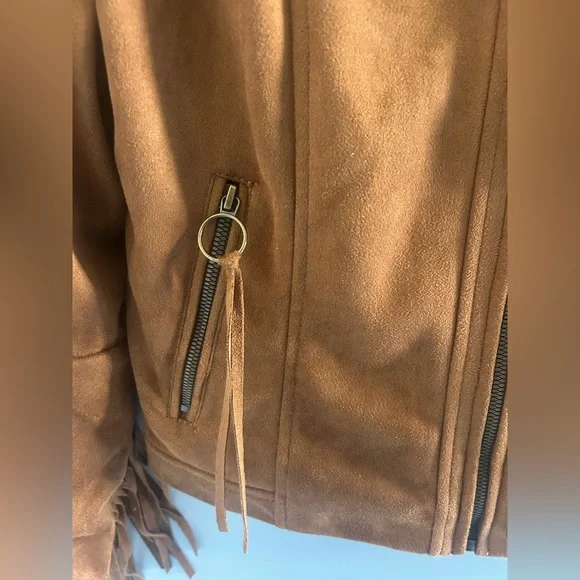 BNWT Rachel Roy Brown Suede Fringe Jacket size M - Picture 7 of 10